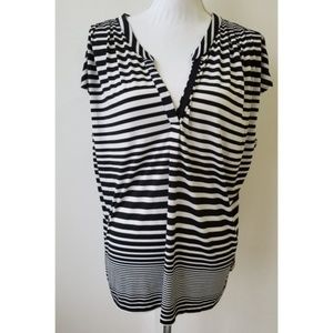 Worthington Black and White Striped Blouse Size 2X